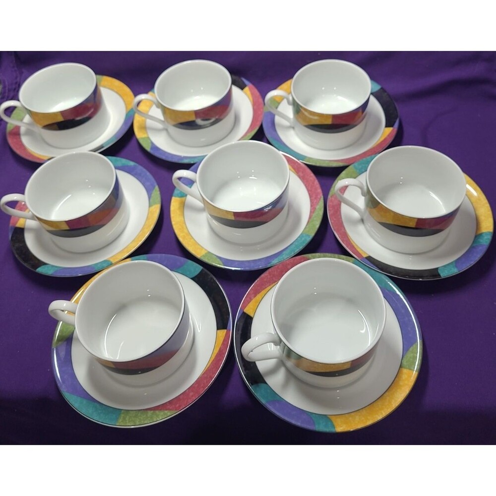 8 Mikasa CALIFORNIA CURRENTS Cup and Saucer sets M5101 Replacements